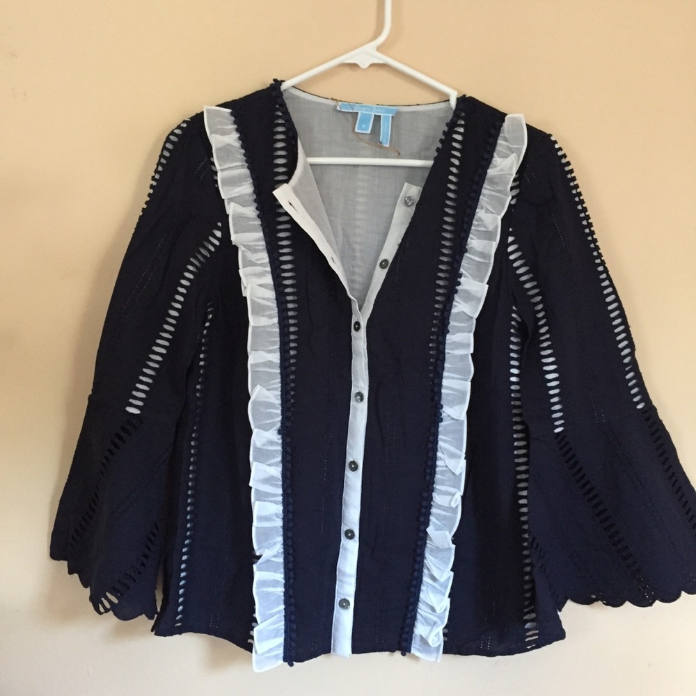 NWOT Draper James eyelet blouse with bell sleeves